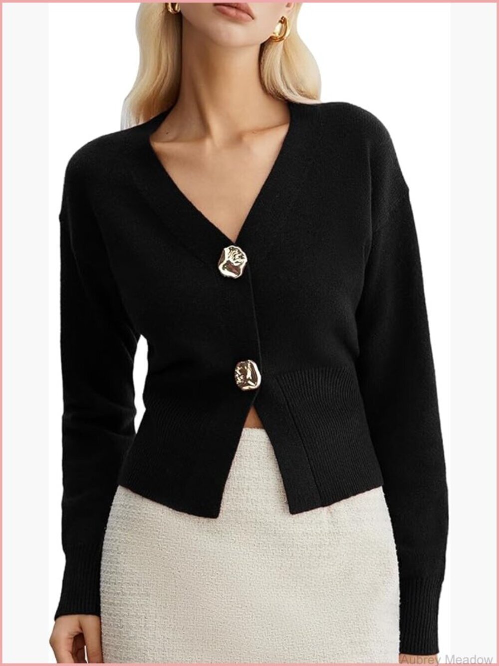 Long Sleeve V Neck Knitted Cardigan Sweater Lightweight Pullover